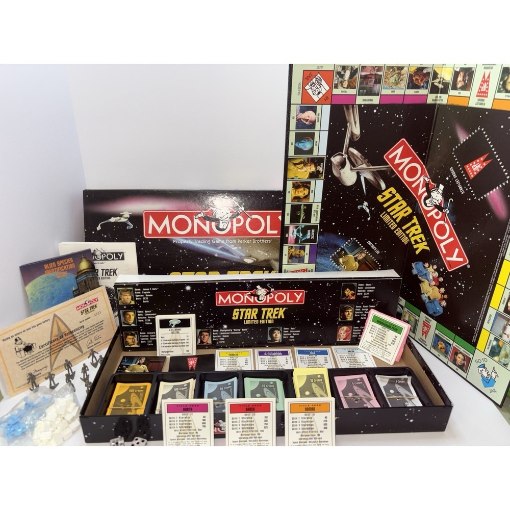 Vtg‎ Monopoly STAR TREK Limited Edition Game Pewter Tokens Read Details